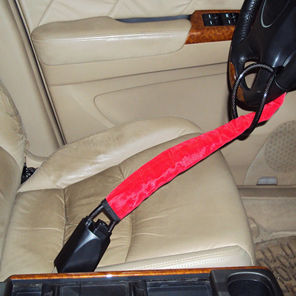 Universal Steering Wheel Steel Lock To Safety Belt Lock Catch Car Anti-Theft