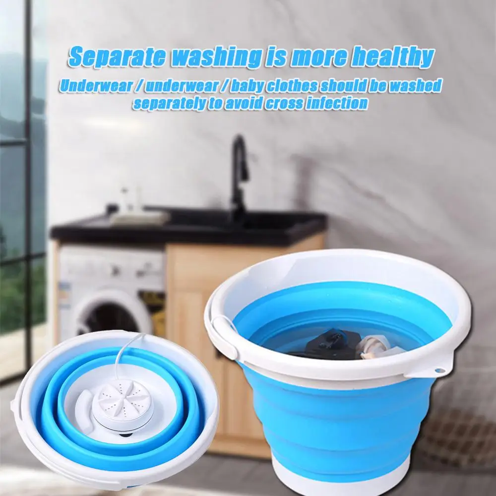 

Spot Folding Laundry Turbine Washing Machine Ultrasonic Bucket Type USB Laundry Clothes Washer Cleaner for Home Travel Dropship