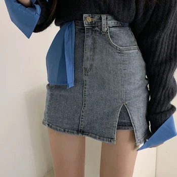 

Lychee Girls Women Jean Split Bodycon Skirt Fashion Female Summer High Waist Skirts Ladies Party Club Streetwear Mini Skirt