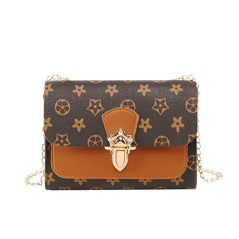 

Women's Chain One-Shoulder Printed Square Sling Bag 2019 Winter Korean Version of the Cover Type Lock Shoulder Mobile Phone Bag