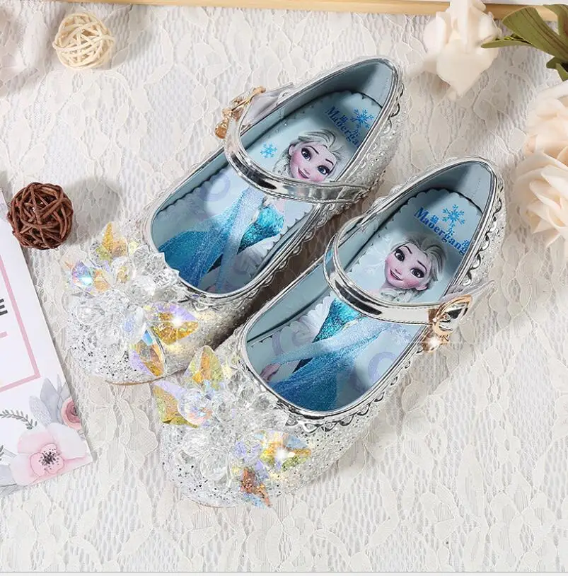 Children Princess Shoes for Girls Party High Heel Sandals Fashion Flower Kids Glitter Leather Shoes Butterfly Knot Dress Wedding - Цвет: as pictures