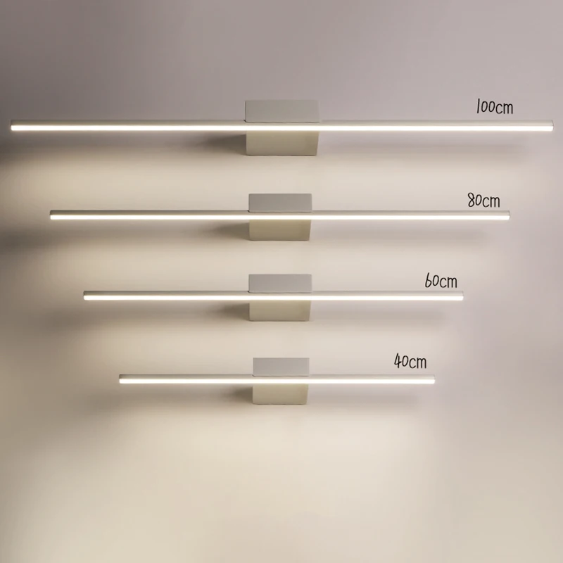 Минимализм черный/белый 0,4-1,2 м современные зеркальные огни противотуманные светодиодные настенные лампы для ванной комнаты туалетный столик/туалет/ванная комната лампа