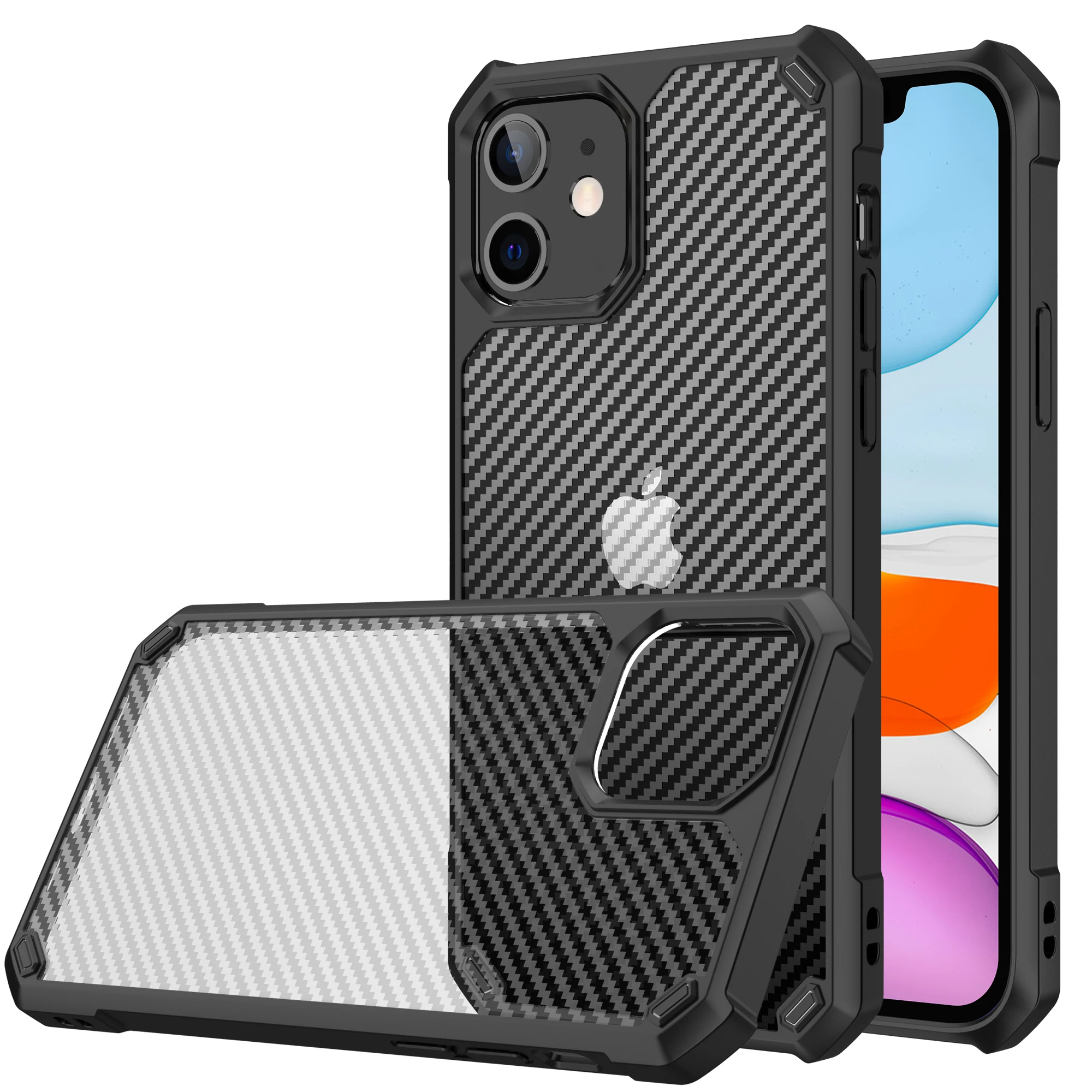 cheap iphone 13 mini case Back Cover For iPhone 11 12 13 Mini Pro Max Airbags Carbon Fiber Textrue Shockproof Case Coque Pouch iphone 13 mini leather case