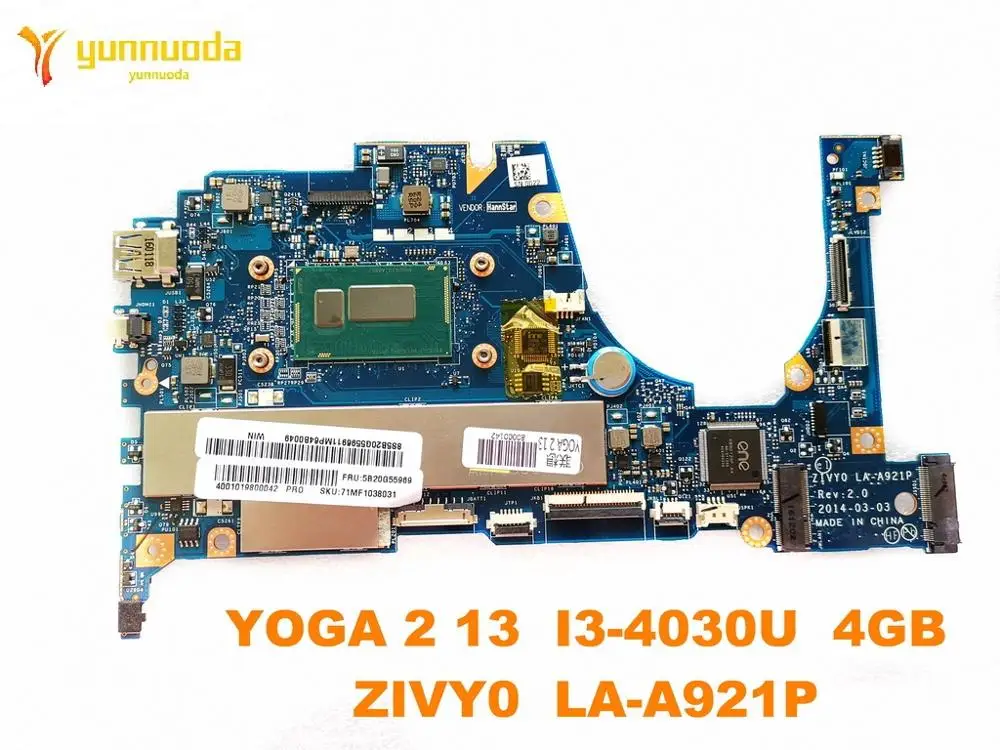 

Original for Lenovo YOGA 2 13 laptop motherboard YOGA 2 13 I3-4030U 4GB ZIVY0 LA-A921P tested good free shipping