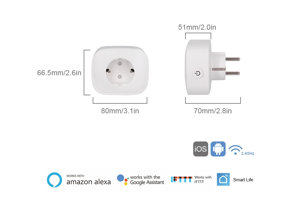 Штепсельная Вилка стандарта ЕС Tuya, умная штепсельная вилка, Wi-Fi, беспроводной пульт дистанционного голосового управления, монитор питания, розетка, работает с Alexa Google Home