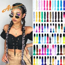 Allaosify, 24 дюйма, Омбре, косички, синтетические волосы на крючках, для наращивания, огромные косички, прически, розовый, блонд, красный, синий, 2 плетения волос