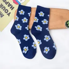 3 пары, милые корейские носки для женщин и девочек, винтажные носки с цветочным принтом и героями мультфильмов
