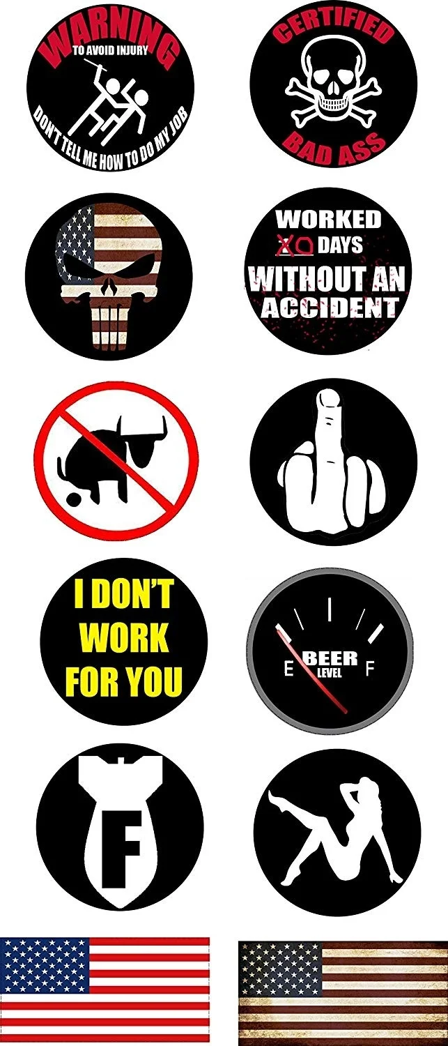 

For Work Hard Hat Stickers 12PC Decals Toolbox Best Selling Funny Construction Worker Mechanic Value Pack