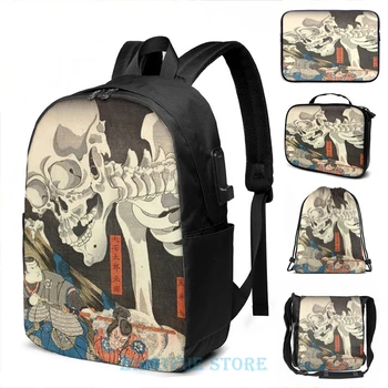 

Utagawa Kuniyoshi - Takiyasha the Witch and the Skeleton Spectre USB Charge Backpack men School bags Travel laptop bag