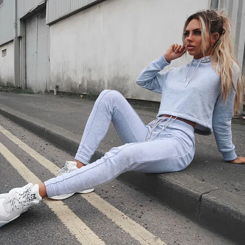 

Women Tracksuit Sets Sport Hoodie Suits Long Sleeve Hooded + Pants Outfit Sweatshirt Suits Sportwear Gyms Fitness 2 pieces Sets