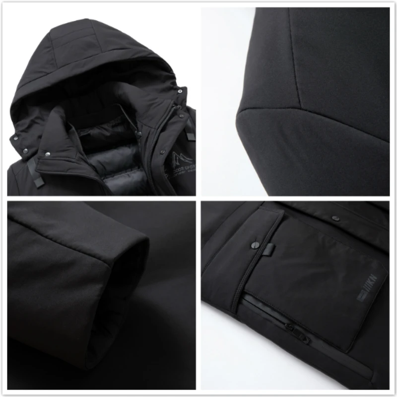 60% OFF Parka Hooded Men's Winter Jacket Liner Detachable Warm Men's Jackets Casual Men Coat Gray Black Parka Jacket Winter Coat Men