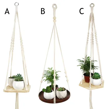 

Fashion Vintage Macrame Plant Hanger Indoor Outdoor Hanging Basket Jute Rope New Cotton And Linen Hanging Flowerpot Net
