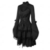 Gothic Dark Dress Women 2022 New O-Neck Long Sleeve Lace Patchwork Lacing Dress Autumn Winter Black Retro Party Dress Female XXL ► Photo 2/6