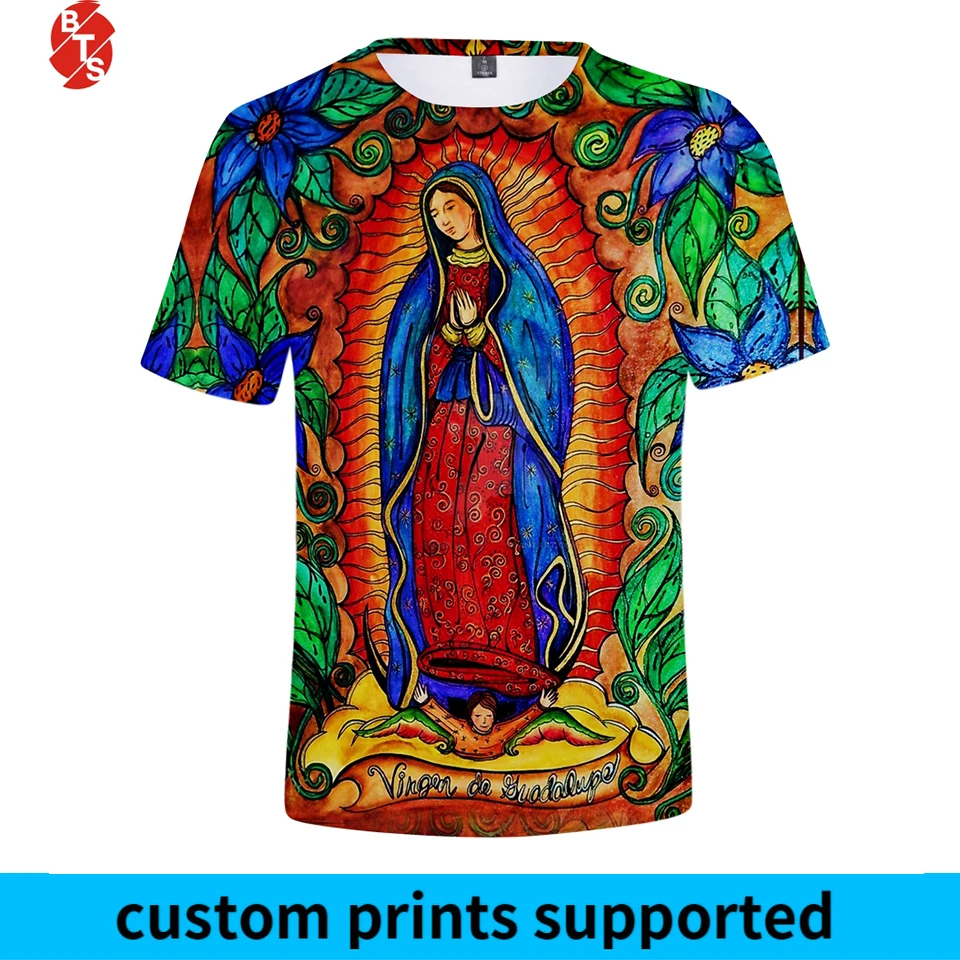 Our Lady of Guadalupe 2018 летние футболки с 3D принтом женские/мужские модные коротким