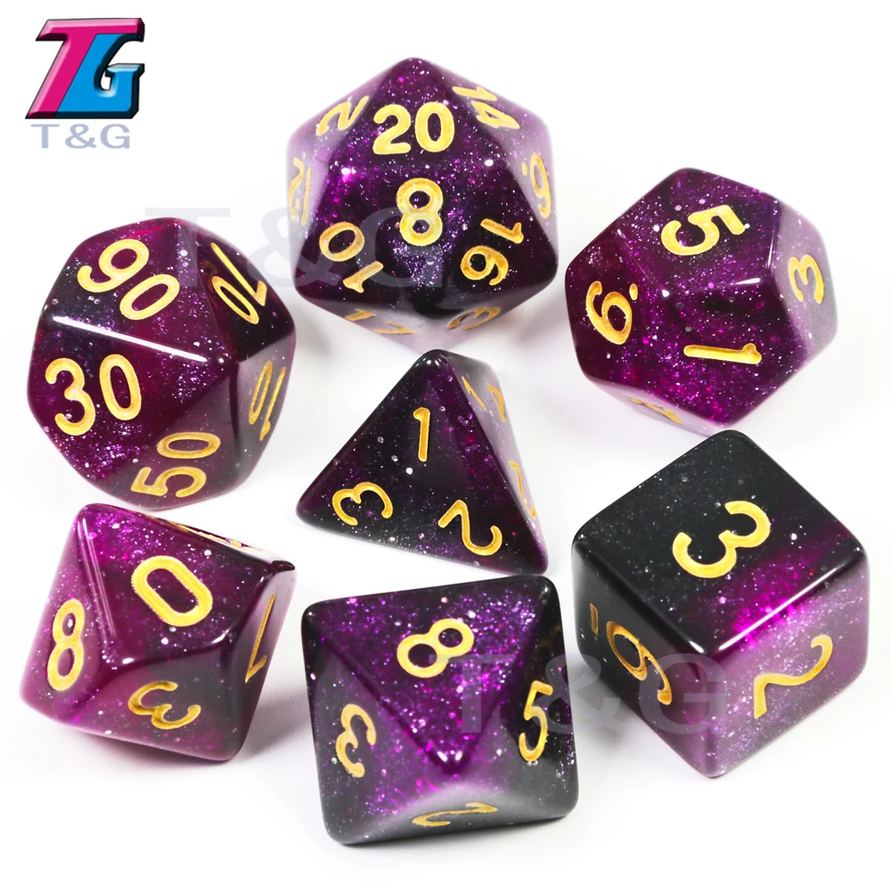 Creative Universe Galaxy Theme Dice Set Delicate Dice TRPG DND Board Game D4 D6 D8 D10 D12 D20 7Pcs