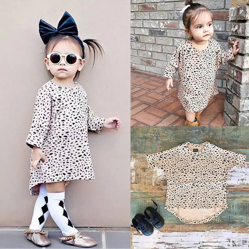 Pudcoco Toddler Kid Baby Girl Leopard Print Dress 0-5Y Clothes Tops Dress Party Dress One-Pieces Clothes