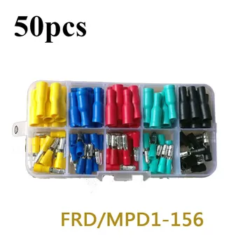 

50 sets wire connector 5 colors Male Female Bullet Crimp Terminals Wiring for 22 ~ 16 AWG Audio Wiring Insulated PVC material