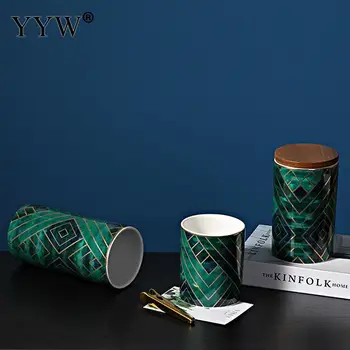 

Ceramic Storage Jars Green Marble Pattern Cans For Storage Spices Cereals Tea Bulk Container Seal Storage Can In The Kitchen