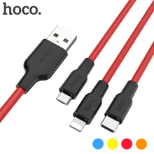 HOCO 1 м 2 м мягкий силиконовый USB кабель для iPhone 11 pro Max Type C кабель Micro кабель для Samsung USB C кабель