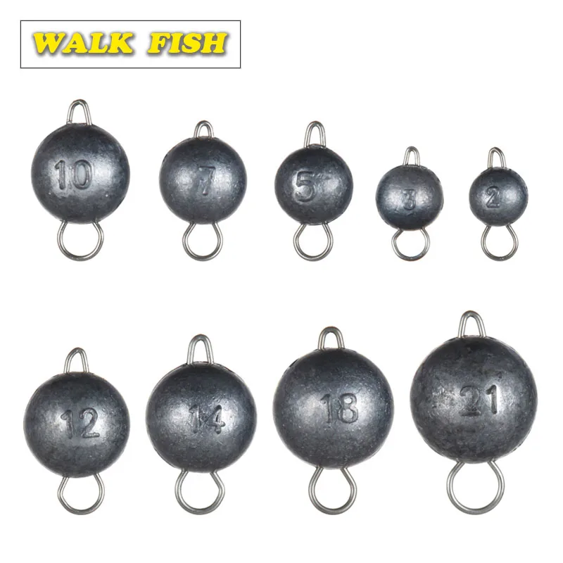 

Walk Fish 5PCS/Lot Lead hook 2g-21g 7g 10g 14g Jig Head Lead Deep Water Bullet Weight Soft Lure Baits Texas Fishing Accessories