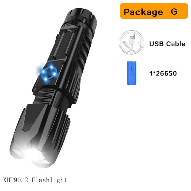 Самый мощный светодиодный фонарь XHP90 с наибольшим количеством люменов, тактический фонарь XLamp 90,2, водонепроницаемый фонарь, аккумулятор 26650 для охоты - Испускаемый цвет: G-XHP90.2