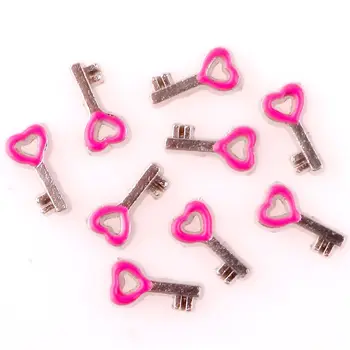 

20Pcs/Lot Crystal Key Shaped FLoating Locket Charms Making Handmade Gift Memory Pendant Jewelry