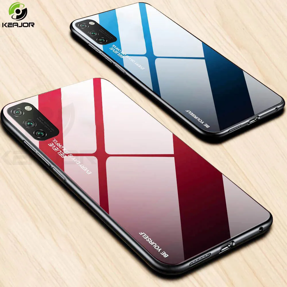 

Hard Case For Huawei Honor V30 V 30 Case Luxury Gradient Glass Cover Soft Silicone Frame Bumper For Honor V30 Pro Phone Cases