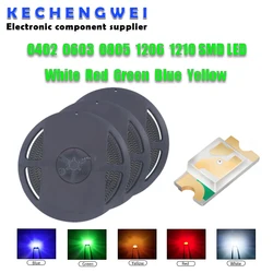 Diodes LED SMD 0402 0603 0805 1206 1210, 1 bobine, lumière jaune rouge vert bleu blanc, 4000 pièces, 3000 pièces, 2000 pièces 