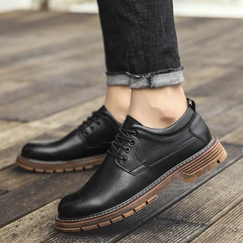 

genuine Leather Shoes Men Casual flats Male Shoes Adult Luxury Shoes lace up fashion autumn Men Sneakers oxfords shoes a4