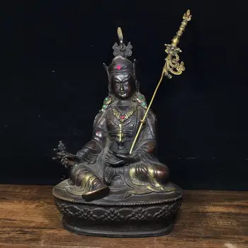 

christmas 8" Tibet Temple Buddhism Seat Bronze Guru Rinpoche Padmasambhava Buddha Statue halloween
