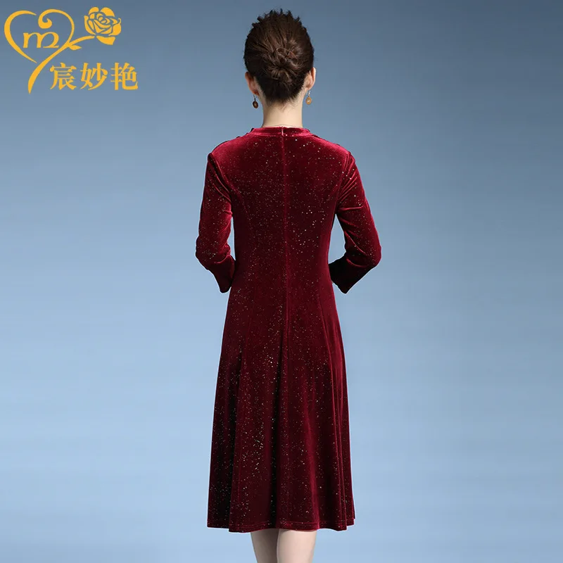 Chenmiaoyan свадебное платье для женщин среднего возраста бархатное платье осенняя одежда стиль Hi Grandma свадебное вечернее платье для приемов