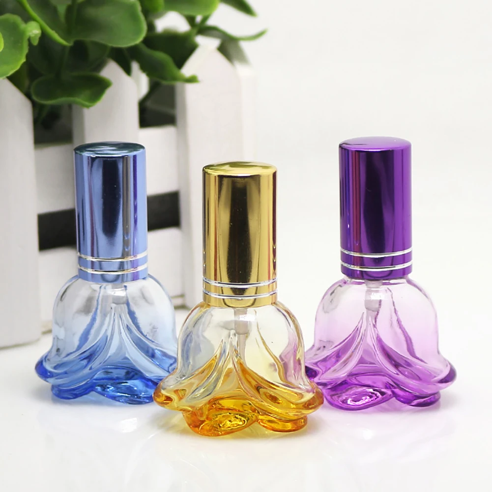 1PC 6ml Bunte Rose Geformte Leere Glas Parfüm Flasche Kleine Probe Tragbare  Parfum Nachfüllbar Duft Sprayer Flasche Leer perf