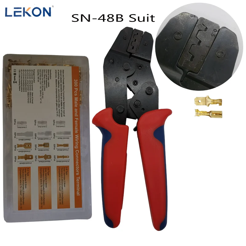

SN48B crimping tool Set Automotive car Line Connection Repair Ratchet Pressure Clamp 300 pcs Insulated Cable Bushing Crimp Tools