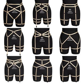 

Yellow Feather Garter Belt Harness Top Sexy High Waist Panties Hollow Out Festival Rave Body Bondage Lingerie Plus Size Women