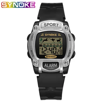

SYNOKE Sport Silver Black Kids Digital Watch Led Children Student Boy Electronic Watches Chronograph Alarm Stop Watch 2019