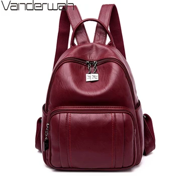 

Women Leather Backpacks For Girls Preppy Style Mochilas Ladies Bagpack Vintage Travel Back Pack School Bags For Teenage Girls