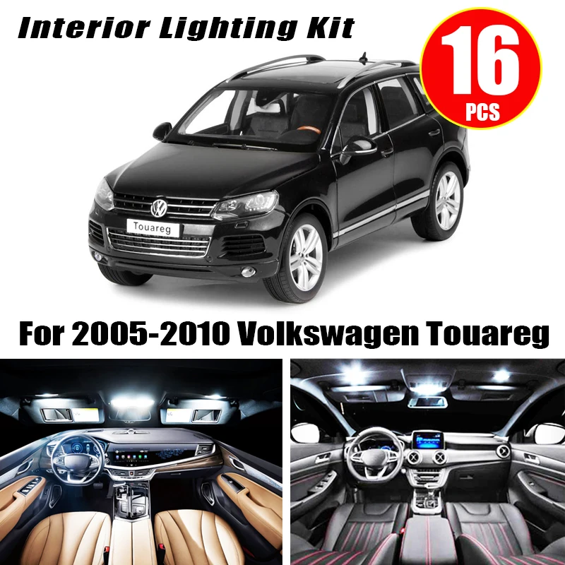 16 шт. светодиодные лампы для салона автомобиля Canbus Kit 2005-2010 VW Volkswagen Touareg белая