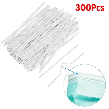 

300Pcs White Plastic Nose Wire/Bar for DIY Mask with Galvanized Iron Core Inside Mask Nasal Bridge Strips Cable Wire Tie