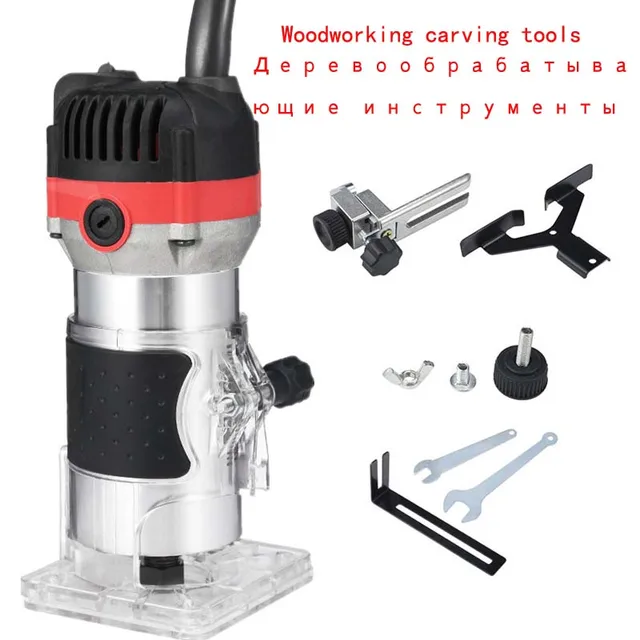 $14.84 800W Electric Hand Wood Trimmer 6.35mm Laminator Router Woodworking Tool Set For Wood Carving Slotting Trimming