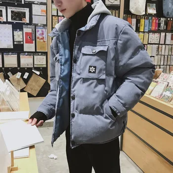 

Winter New Jacket Men's Warm Fashion Thick Parka Men Solid Color Casual Multi-pocket Hooded Coat Street Loose Cotton Jacket Men