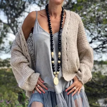 

Winter Fashion Women Thick Sweater Cardigan Warm Solid Color Open Front Coat Wool Knitted Warm Open Front All-match Sweater
