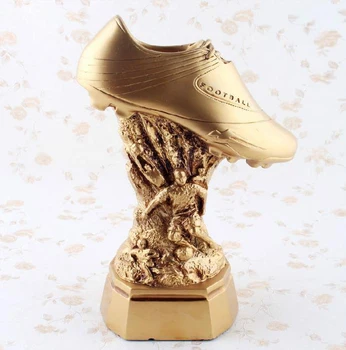 

WORLD SOCCER TROPHY MODEL MODERN RESIN GOLDEN BOOT AWARD SCULPTURE SPORTS SERIES CRAFTS GOLDEN SNEAKERS DECORATION