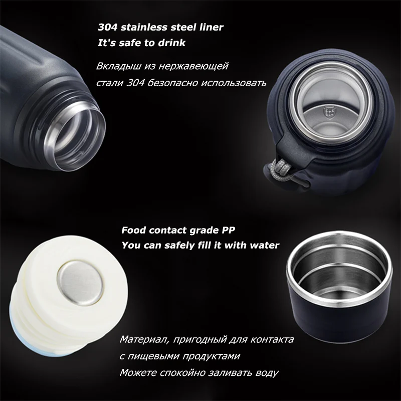 FEIJIAN Double Wall Insulated Water Bottle Outdoor Travel Sports Bottles Stainless Steel 600ml Thermos For Tea Thermal Cup
