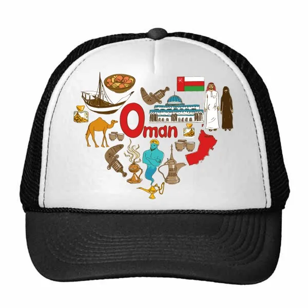 

Oman Love Heart Landscape Customs Flag Resident Diet Hat Baseball Cap Nylon Mesh Hat Cool Children Hat Adjustable Cap