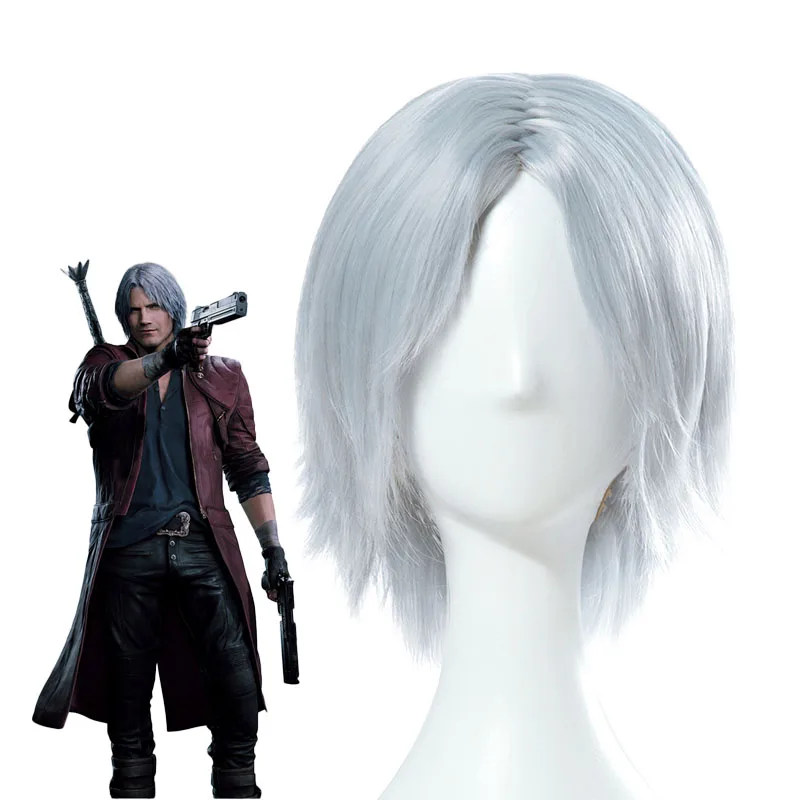 Парик для косплея DMC Dante крутой аксессуар Хэллоуина синтезирующий волос серого