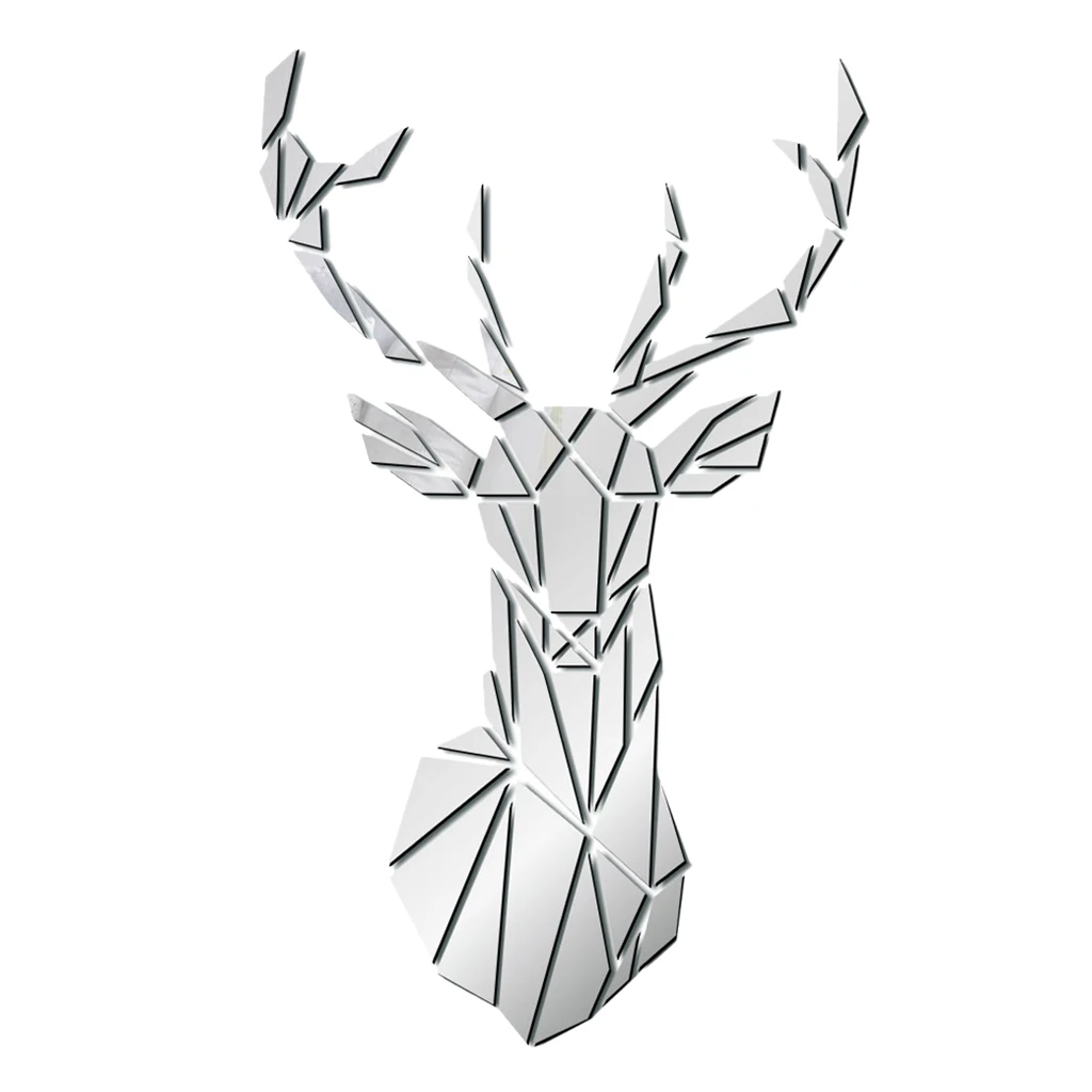 Mirror Deer Head 3D Crystal Acrylic DIY Wall Stickers& Murals For Entranceway, Living Bedroom Dining Room Home Décor Mirror Deer Head 3D Crystal Acrylic DIY Wall Stickers& Murals For Entranceway, Living Bedroom Dining Room Home Décor