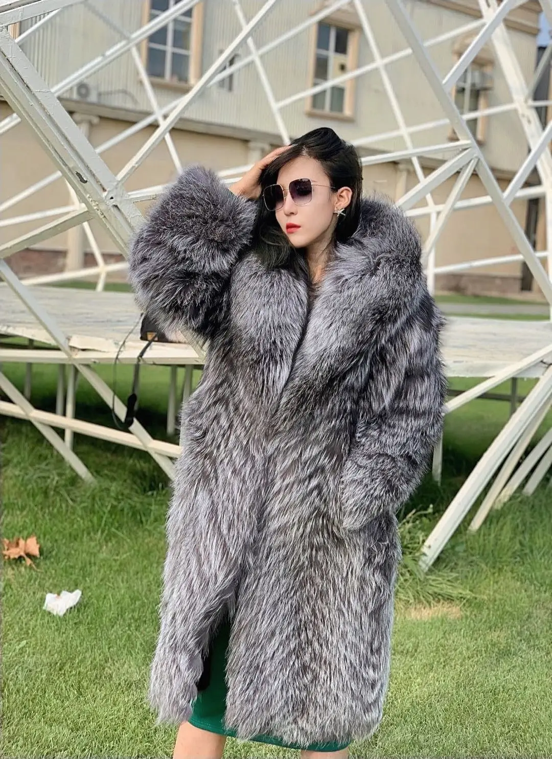 Luxury Winter Women Long Real Silver Fox Fur Coat With Big Hood Thick Warm  Wholeskin Genuine Fox Fur Jacket Fashion Overcoats - Real Fur - AliExpress