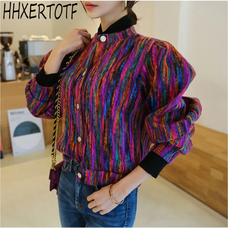 

2019 autumn Runway Designer Cashmere Women Jacket Coat Single Breasted Long Sleeve Stand Casual Slim Outerwear