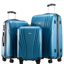 Seanshow багаж на колёсиках Набор для путешествий с спиннером легкий чемодан Серебряный 18-24-28in синий черный