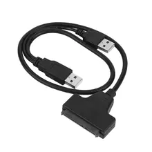 Adaptateur de câble USB 2.0 mâle vers SATA 7 + 15P 22 broches pour SSD/disque dur de 2.5 pouces, taux de transfert jusqu'à 480Mbps